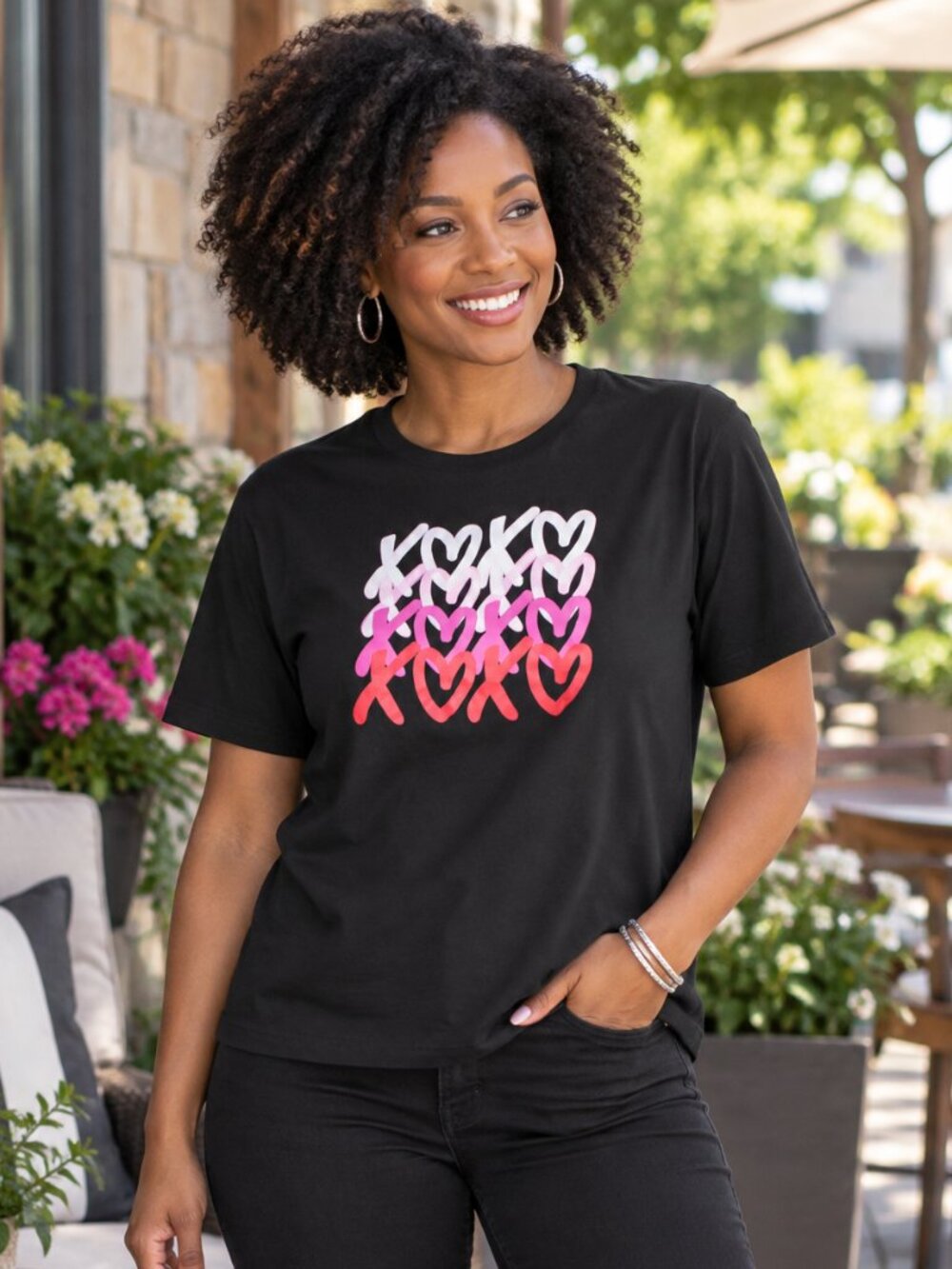 New York and Company Black Love T-Shirt - XL - EUC